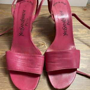 Vintage pink YSL leather sandals, size 8.5.